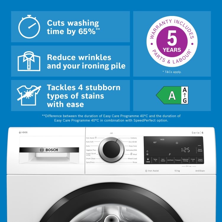 Bosch Series 6 10kg 1400rpm Washing Machine - White - Image 3