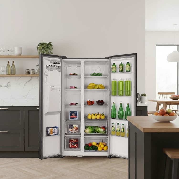 electriQ 513 Litre Side-by-Side American Fridge Freezer – Stainless Steel - Image 5