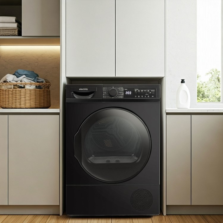 electriQ 12kg Heat Pump Tumble Dryer - A++ Rated, Sensor Dry - Black - Image 8