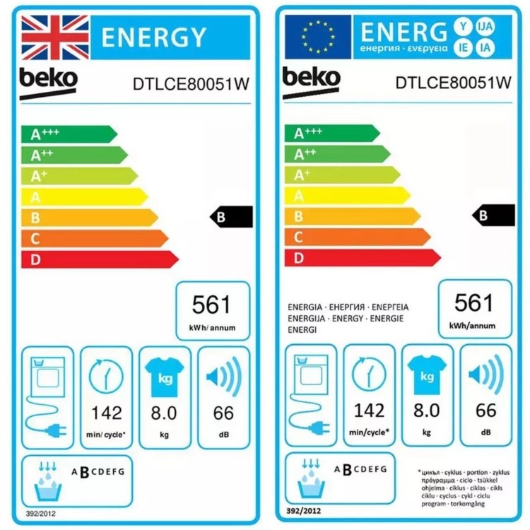 Beko 8kg Condenser Tumble Dryer - Sensor Dry - White - Image 5