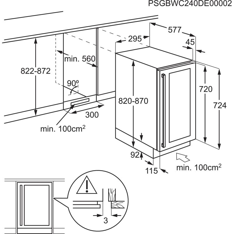 AEG 18 Bottle Capacity Single Zone Under Counter Wine Cooler - Image 6