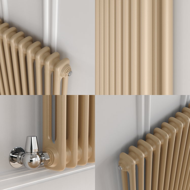 Reggio Elk brown Horizontal Double Column Traditional Radiator 600x425mm 1416 BTU - Cast Iron Style - Image 5