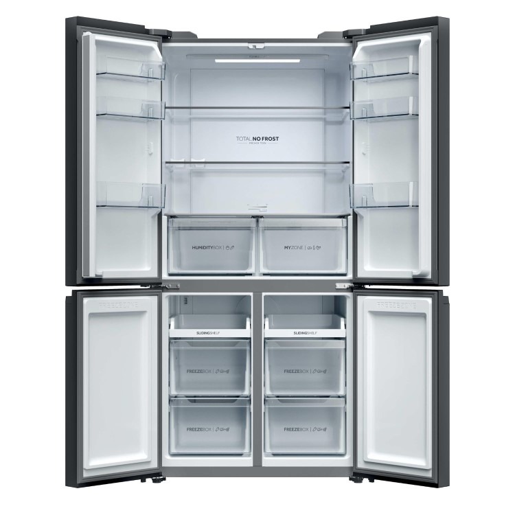 Haier Series 3 250 Litre Four Door American Fridge Freezer - Black - Image 2