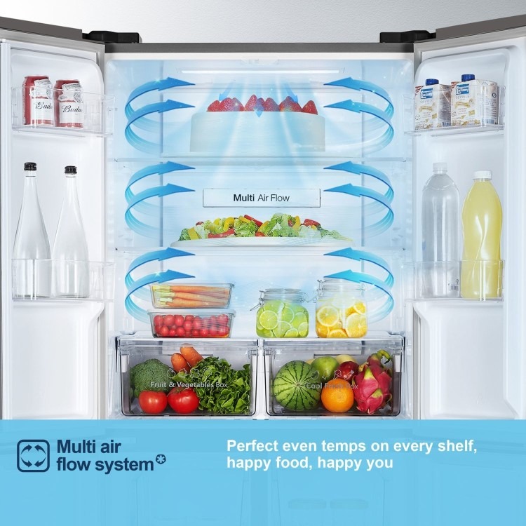 Fridgemaster 427 Litre Four Door American Fridge Freezer - Silver - Image 5