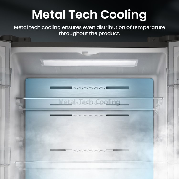 Hisense PureFlat 485 Litre French Style American Fridge Freezer - Stainless Steel - Image 6
