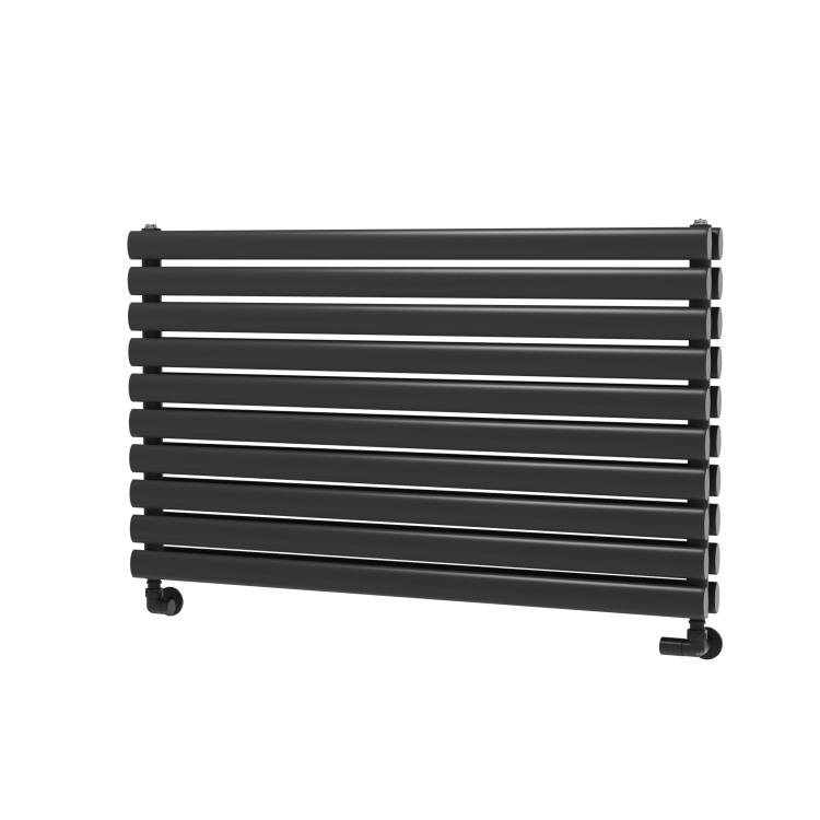 Sorrento Linea Midnight Black Oval Designer Radiator 590x1000mm Double Panel 3693 BTU - Horizontal Bars - Image 5