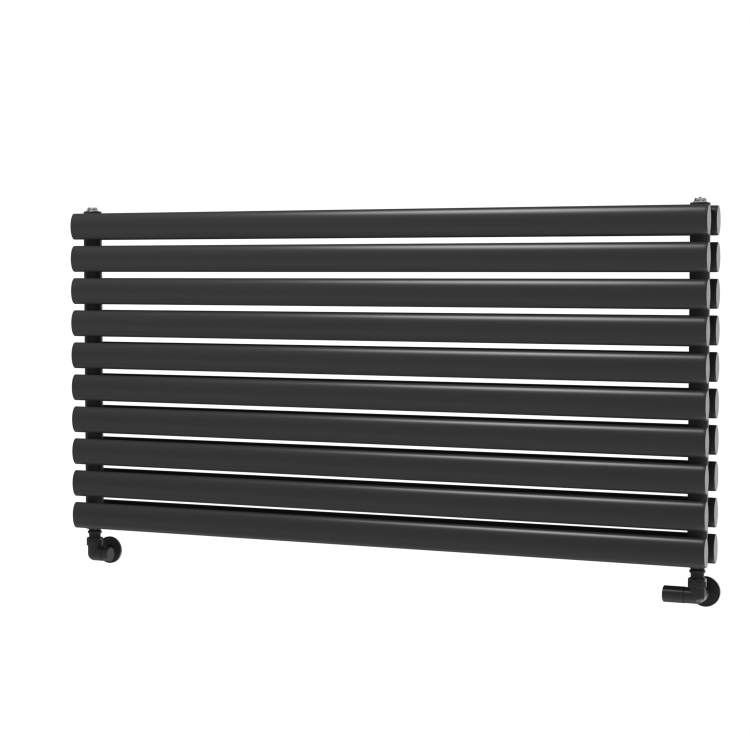 Sorrento Linea Midnight Black Oval Designer Radiator 590x1200mm Double Panel 4355 BTU - Horizontal Bars - Image 5