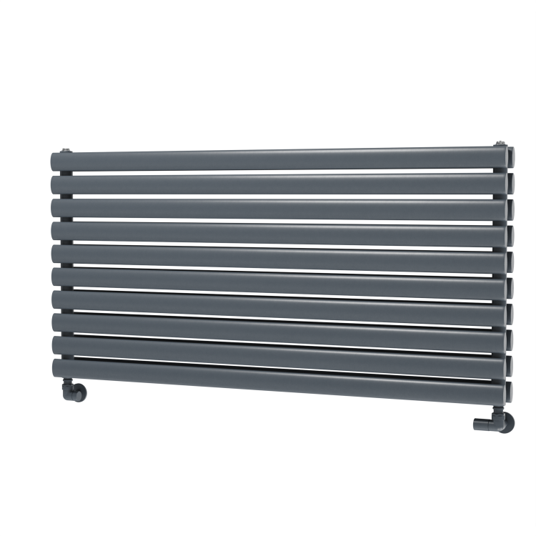 Sorrento Linea Dark Grey Anthracite Oval Designer Radiator 590x1200mm Double Panel 4355 BTU - Horizontal Bars - Image 5