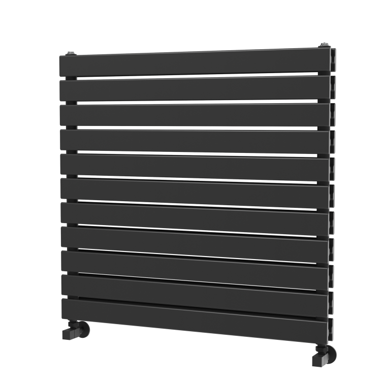 Riace Linea Midnight Black Flat Designer Radiator 770x800mm Double Panel 3720 BTU - Horizontal Bars - Image 5