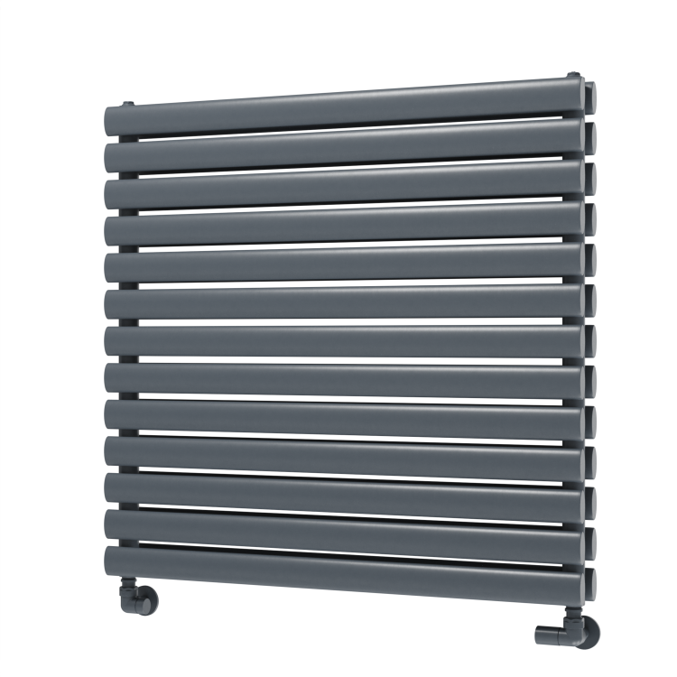 Sorrento Linea Dark Grey Anthracite Oval Designer Radiator 767x800mm Double Panel 3932 BTU - Horizontal Bars - Image 5