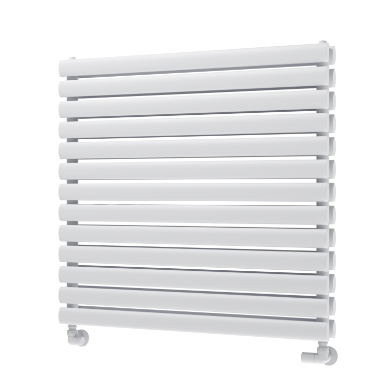 Sorrento Linea White Oval Designer Radiator 767x800mm Double Panel 3932 BTU - Horizontal Bars - Image 5