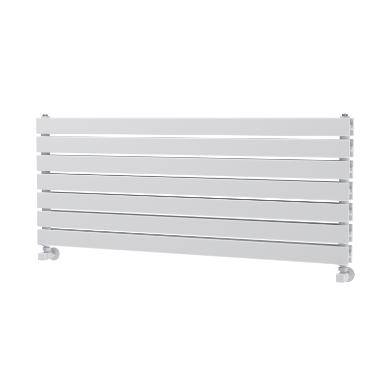 Riace Linea White Flat Designer Radiator 490x1200mm Double Panel 3410 BTU - Horizontal Bars - Image 5