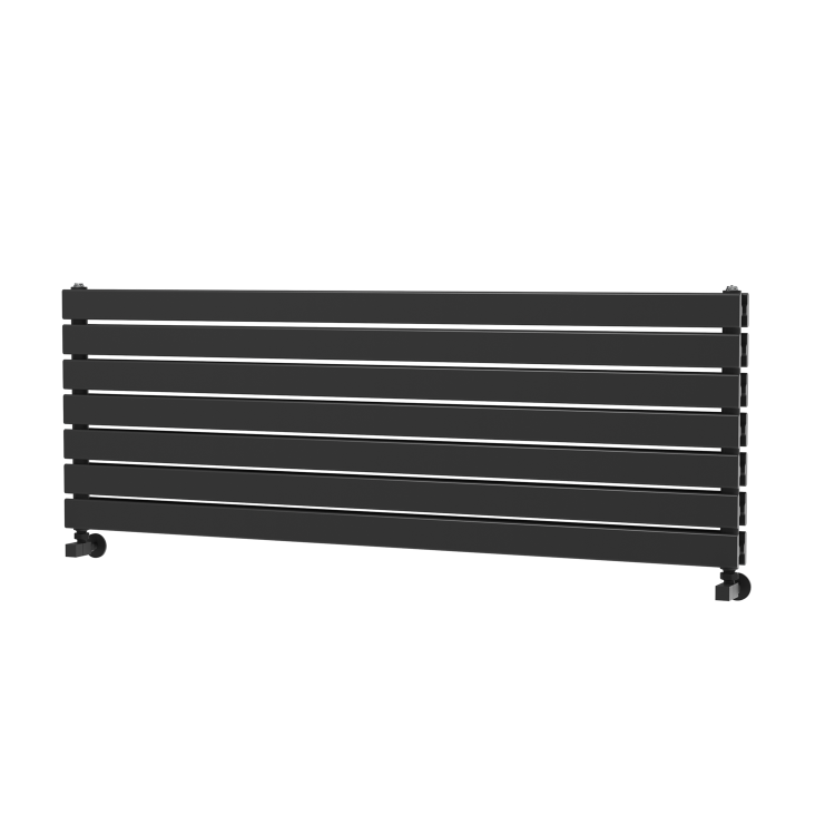 Riace Linea Midnight Black Flat Designer Radiator 490x1400mm Double Panel 3908 BTU - Horizontal Bars - Image 5