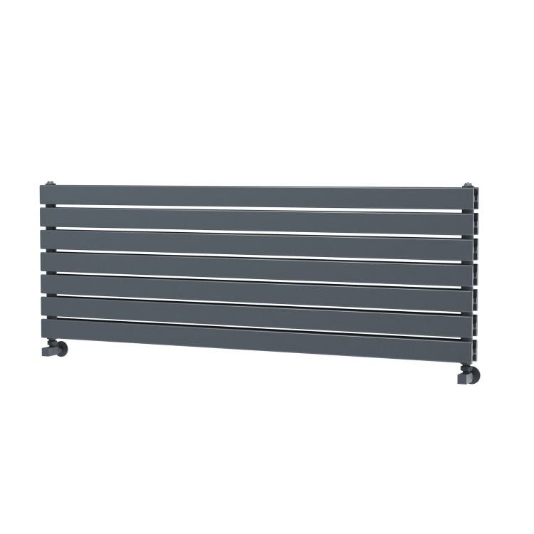Riace Linea Dark Grey Anthracite Flat Designer Radiator 490x1400mm Double Panel 3908 BTU - Horizontal Bars - Image 5