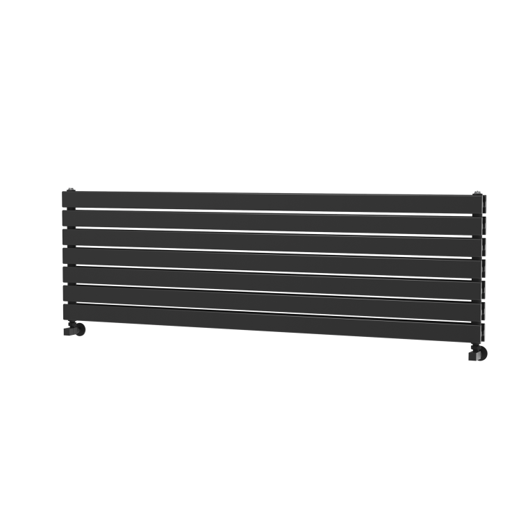 Riace Linea Midnight Black Flat Designer Radiator 490x1600mm Double Panel 4392 BTU - Horizontal Bars - Image 5