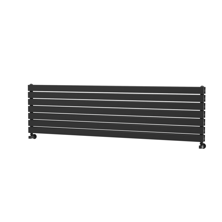 Riace Linea Midnight Black Flat Designer Radiator 490x1800mm Double Panel 4863 BTU - Horizontal Bars - Image 5