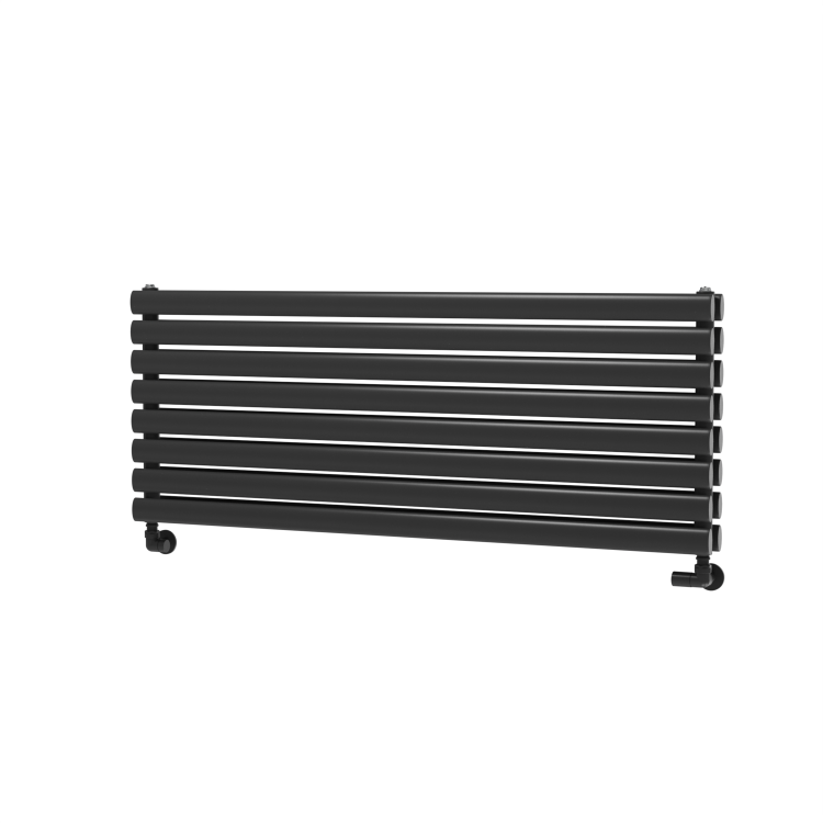 Sorrento Linea Midnight Black Oval Designer Radiator 472x1200mm Double Panel 3485 BTU - Horizontal Bars - Image 5