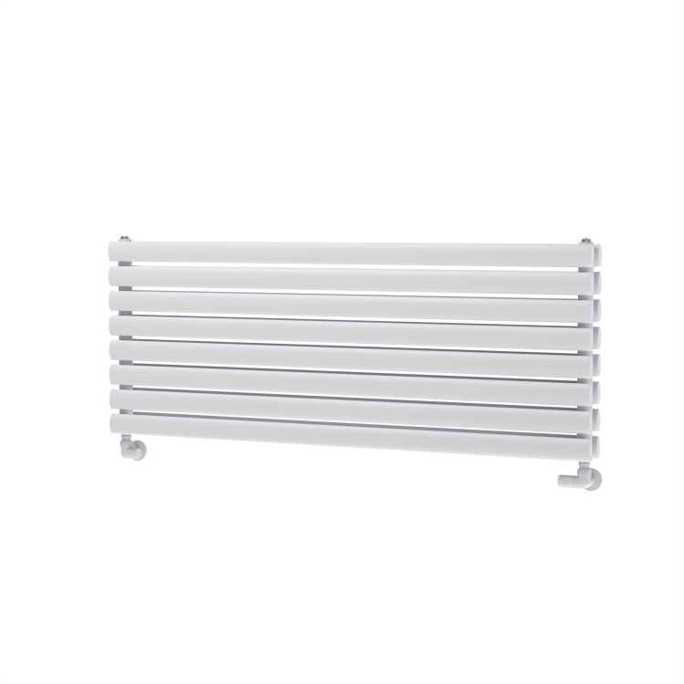 Sorrento Linea White Oval Designer Radiator 472x1200mm Double Panel 3485 BTU - Horizontal Bars - Image 5