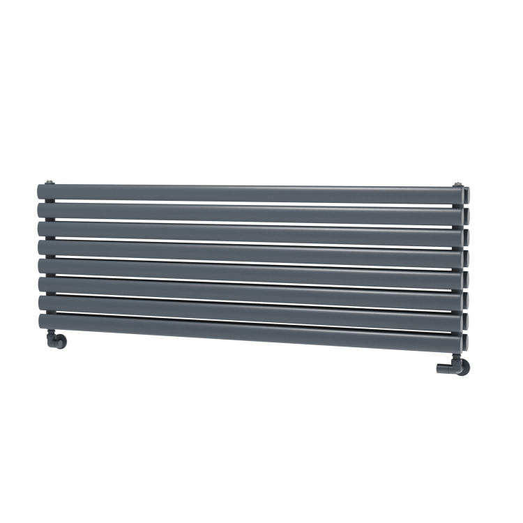 Sorrento Linea Dark Grey Anthracite Oval Designer Radiator 472x1400mm Double Panel 4010 BTU - Horizontal Bars - Image 5
