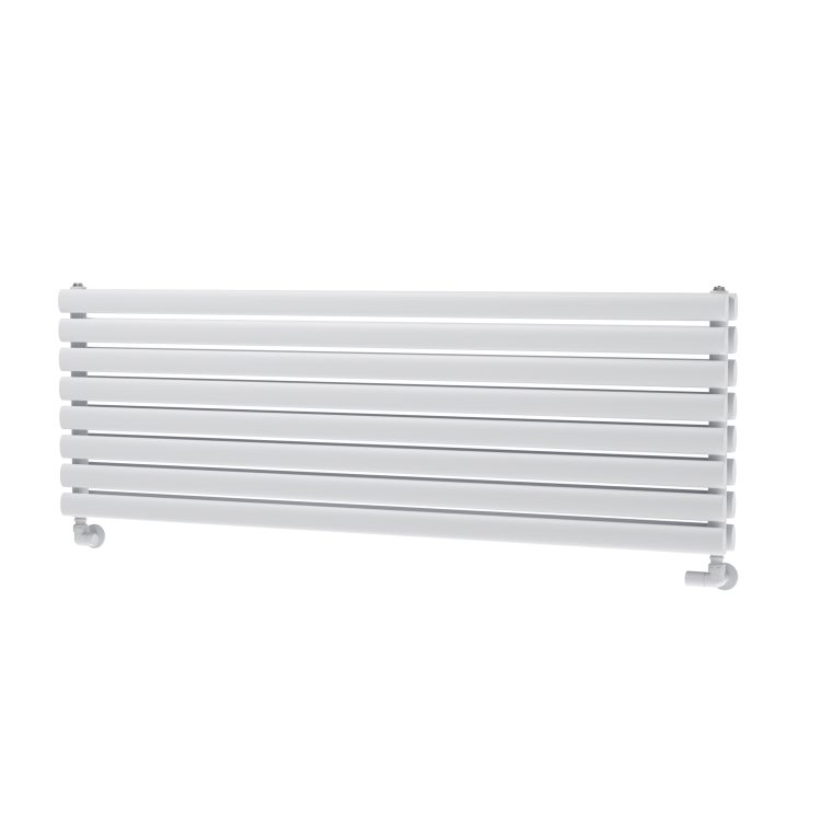 Sorrento Linea White Oval Designer Radiator 472x1400mm Double Panel 4010 BTU - Horizontal Bars - Image 5