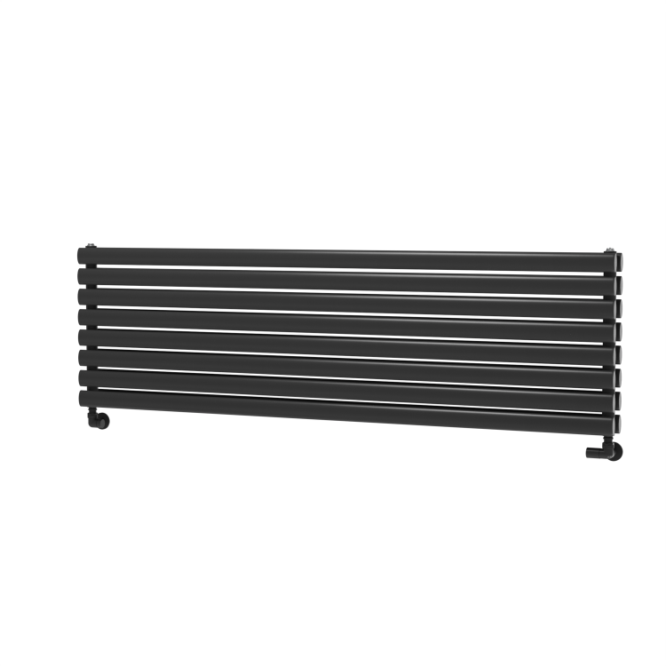 Sorrento Linea Midnight Black Oval Designer Radiator 472x1600mm Double Panel 4539 BTU - Horizontal Bars - Image 5