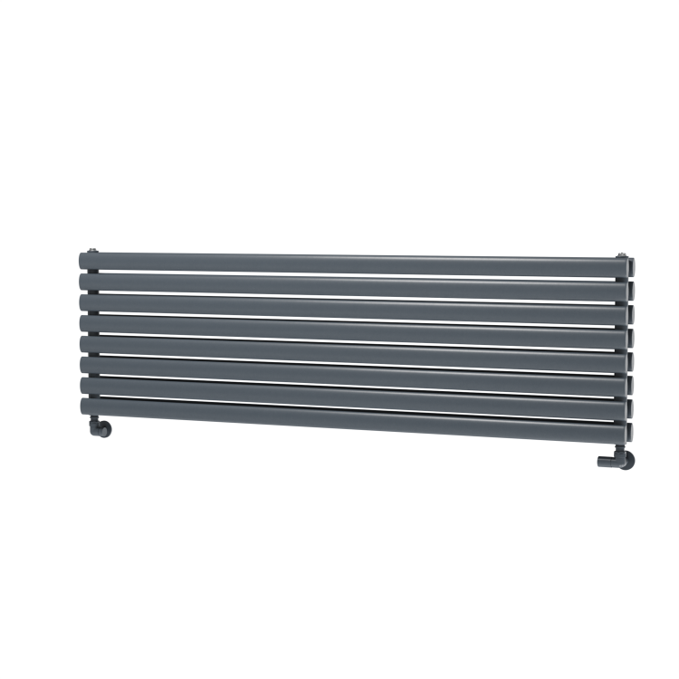 Sorrento Linea Dark Grey Anthracite Oval Designer Radiator 472x1600mm Double Panel 4539 BTU - Horizontal Bars - Image 5