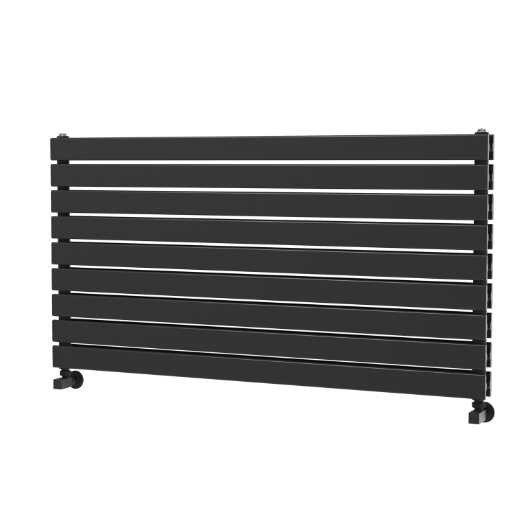Riace Linea Midnight Black Flat Designer Radiator 630x1200mm Double Panel 4386 BTU - Horizontal Bars - Image 5