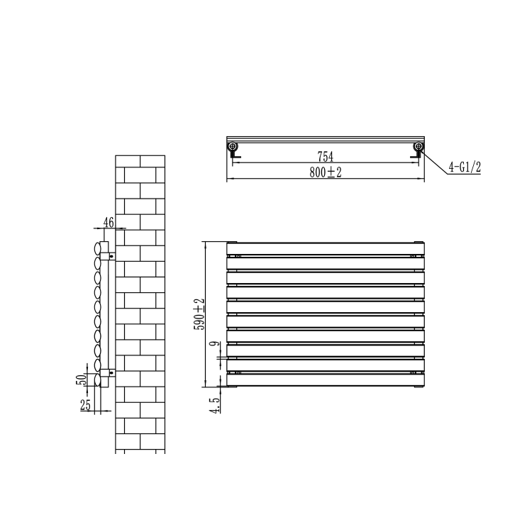 Sorrento Linea White Oval Designer Radiator 590x800mm Single Panel 1983 BTU - Horizontal Bars - Image 6