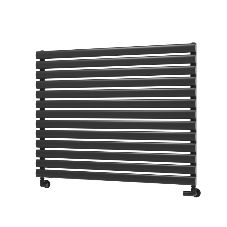 Sorrento Linea Midnight Black Oval Designer Radiator 767x1000mm Single Panel 3147 BTU - Horizontal Bars - Image 5
