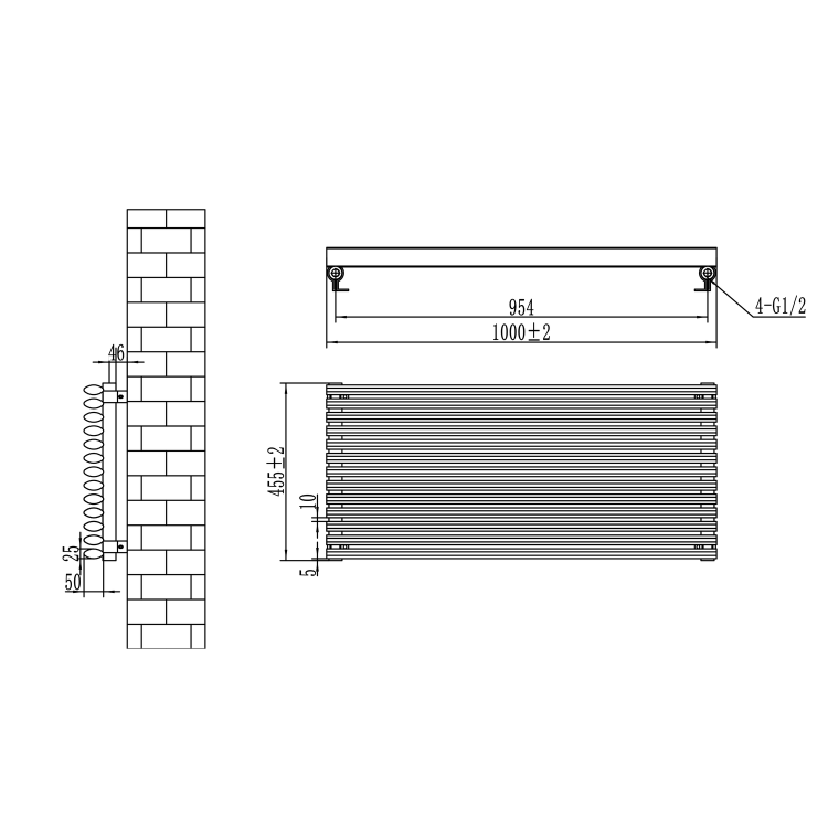 Ventura Linea White Oval Unique Designer Radiator 455x1000mm Single Panel 2249 BTU - Horizontal Bars - Image 5