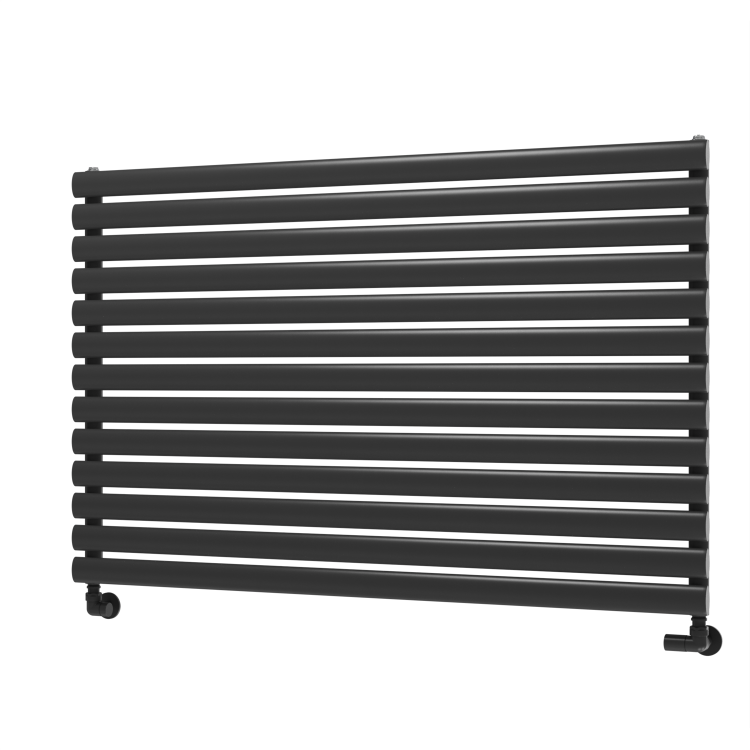 Sorrento Linea Midnight Black Oval Designer Radiator 767x1200mm Single Panel 3724 BTU - Horizontal Bars - Image 5