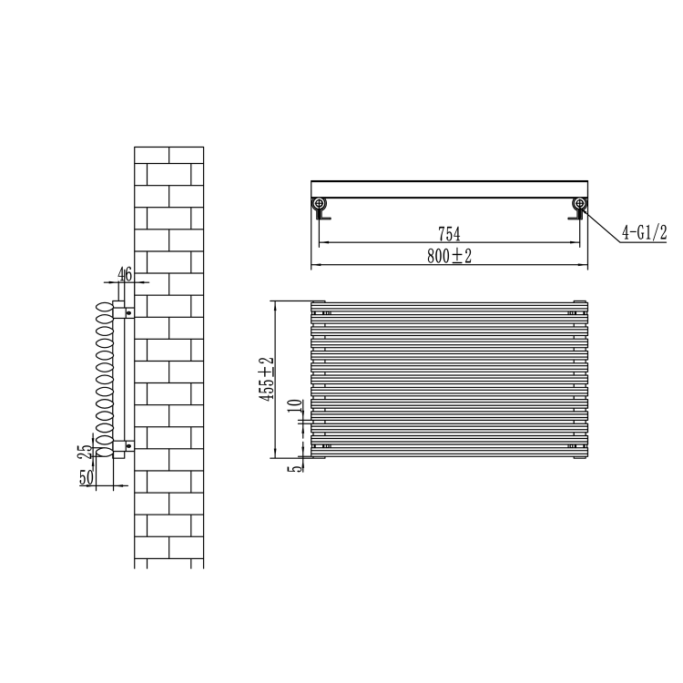 Ventura Linea Dark Grey Anthracite Oval Unique Designer Radiator 455x800mm Single Panel 1887 BTU - Horizontal Bars - Image 5