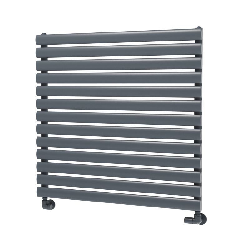 Sorrento Linea Dark Grey Anthracite Oval Designer Radiator 767x800mm Single Panel 2577 BTU - Horizontal Bars - Image 5