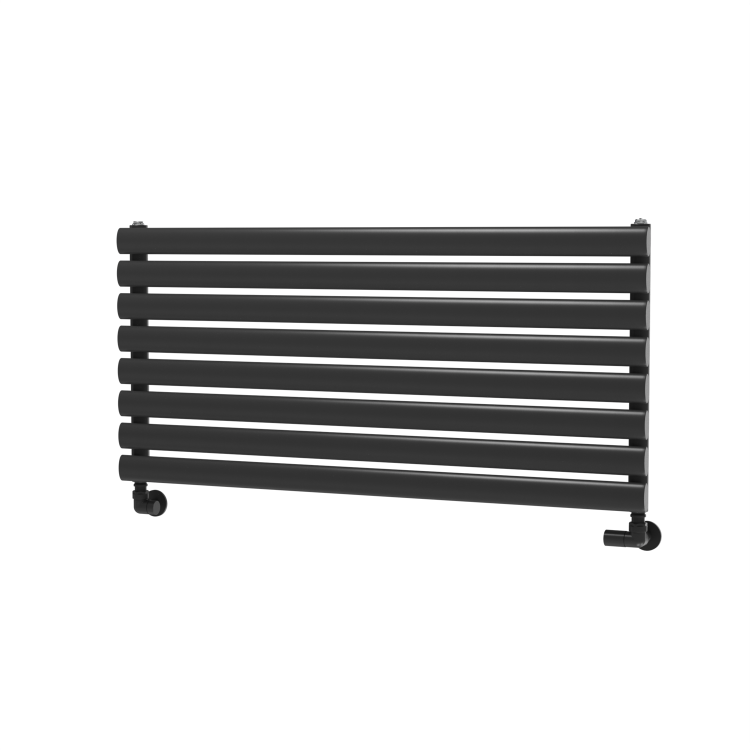 Sorrento Linea Midnight Black Oval Designer Radiator 472x1000mm Single Panel 1935 BTU - Horizontal Bars - Image 5