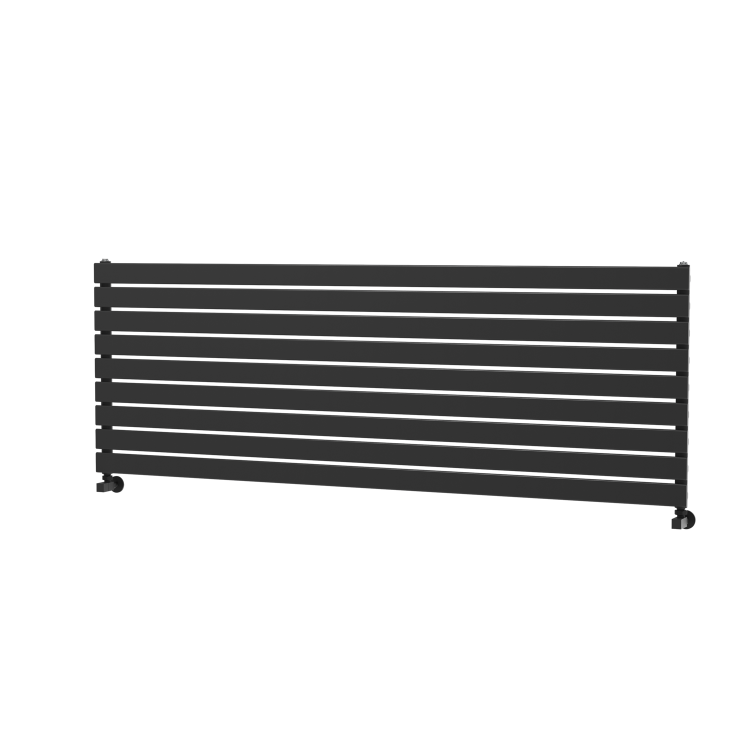 Riace Linea Midnight Black Flat Designer Radiator 630x1800mm Single Panel 4266 BTU - Horizontal Bars - Image 5