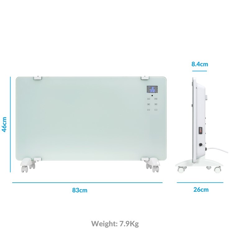 electriQ 2000W Smart Designer Glass Panel Heater - Wall Mountable & Bathroom Safe - Image 5