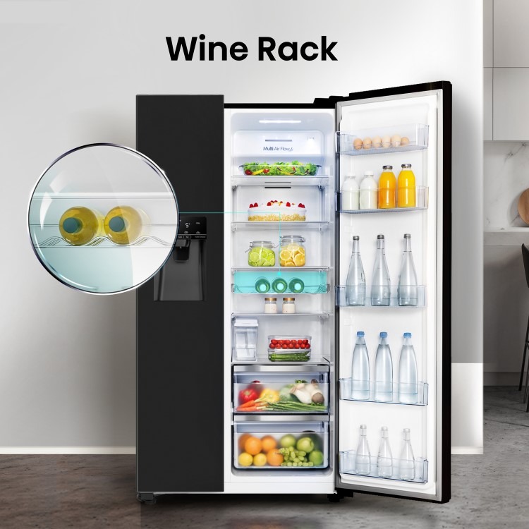 Hisense 562 Litre Side-By-Side American Fridge Freezer - Black - Image 7