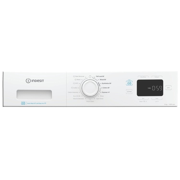 Indesit Push&Go 8kg 1400rpm Washing Machine - White - A-Rated - Image 7