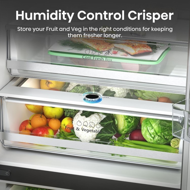 Hisense PureFlat 485 Litre French Style American Fridge Freezer - Stainless Steel - Image 7