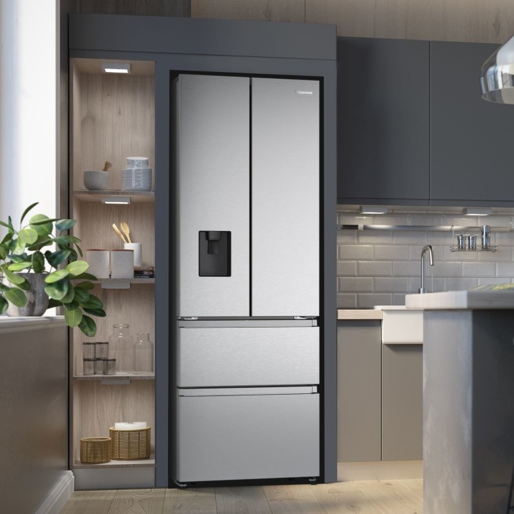 Hisense PureFlat 485 Litre French Style American Fridge Freezer - Stainless Steel - Image 6