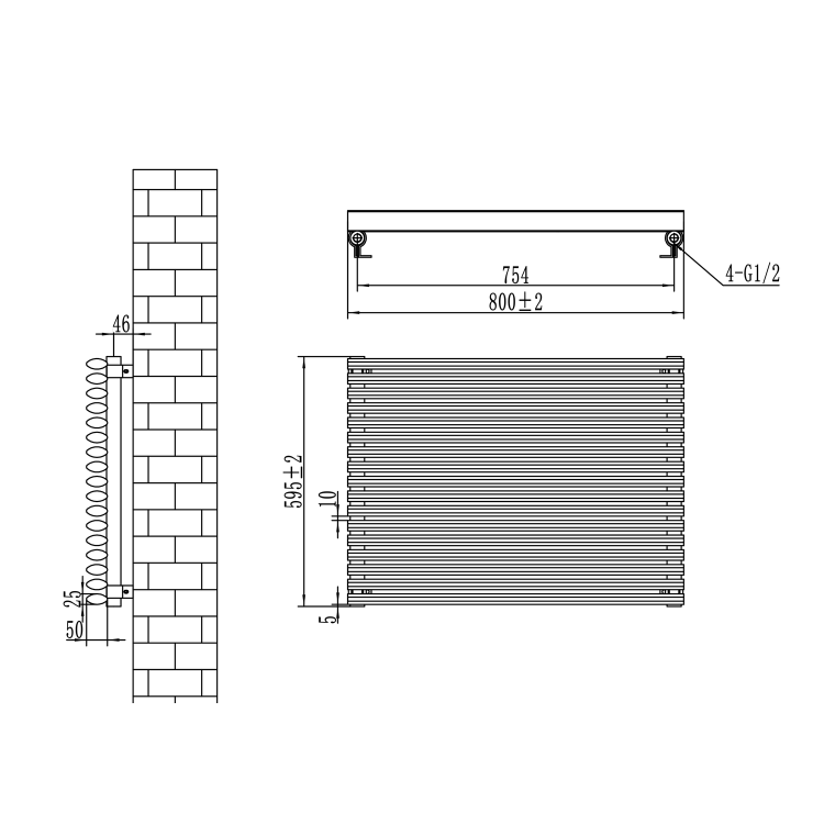 Ventura Linea Dark Grey Anthracite Oval Unique Designer Radiator 595x800mm Single Panel 2386 BTU - Horizontal Bars - Image 6
