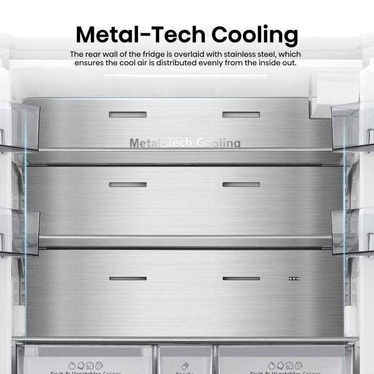 Hisense 634 Litre French Style American Fridge Freezer - Stainless Steel - Image 8