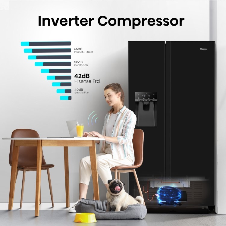 Hisense 562 Litre Side-By-Side American Fridge Freezer - Black - Image 8