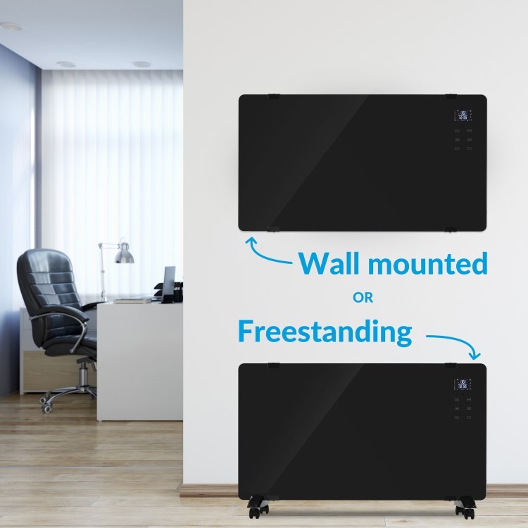 electriQ 2000W Smart Designer Glass Panel Heater - Wall Mountable & Bathroom Safe - Black - Image 11