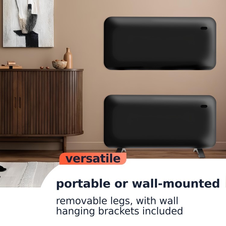 electriQ 2000W Smart Electric Designer Metal Panel Heater - Wall Mountable & Bathroom Safe - Black - Image 6