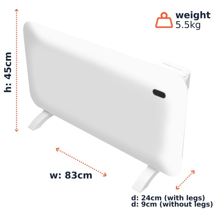 electriQ 2000W Smart Electric Designer Panel Heater - Wall Mountable & Bathroom Safe - White - Image 9