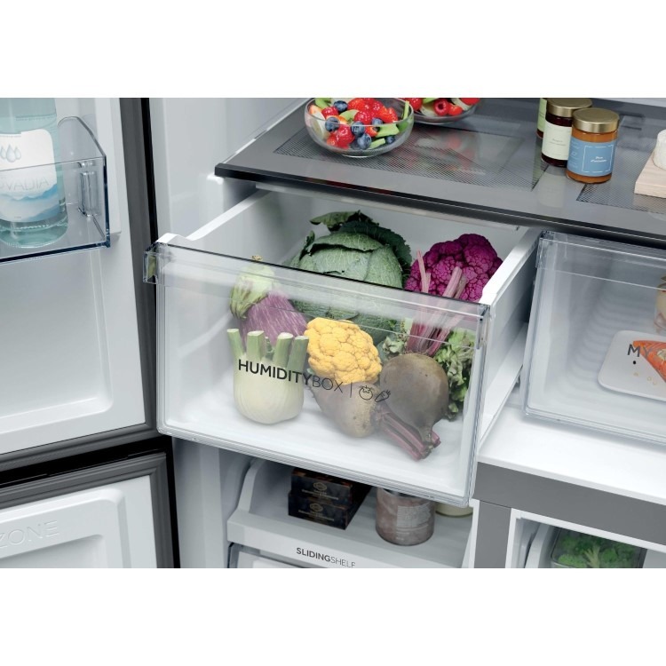 Haier Series 3 250 Litre Four Door American Fridge Freezer - Black - Image 8