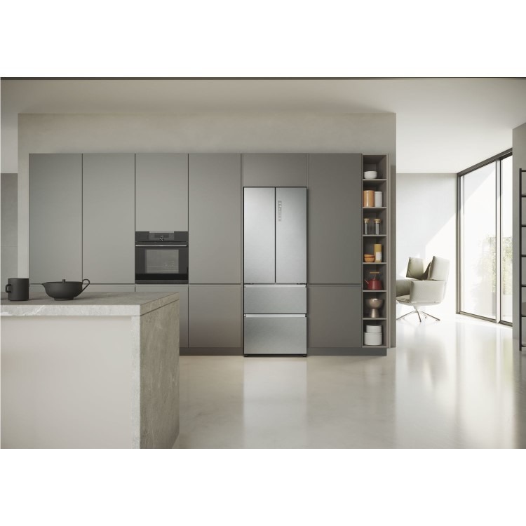 Haier FD 70 Series 5 446 Litre French Style American Fridge Freezer - Platinum Inox - Image 8