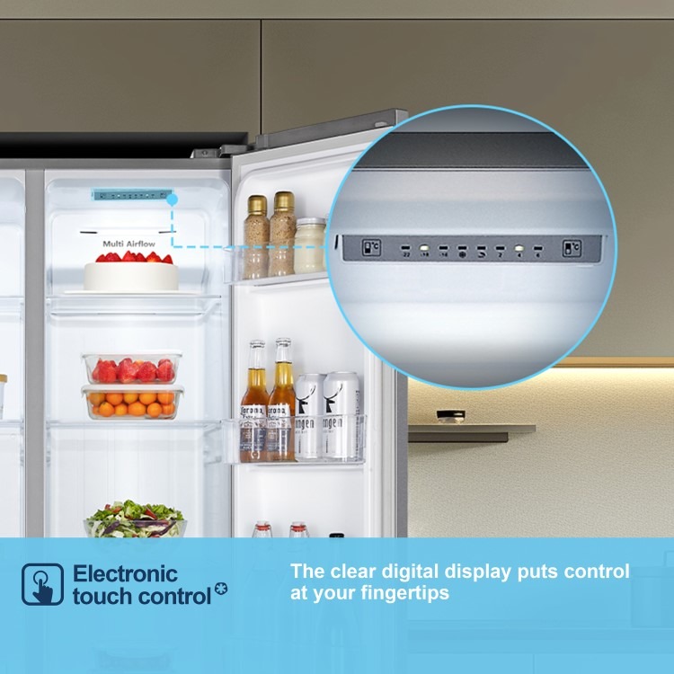 Fridgemaster 441 Litre Side-By-Side American Fridge Freezer - Silver - Image 5