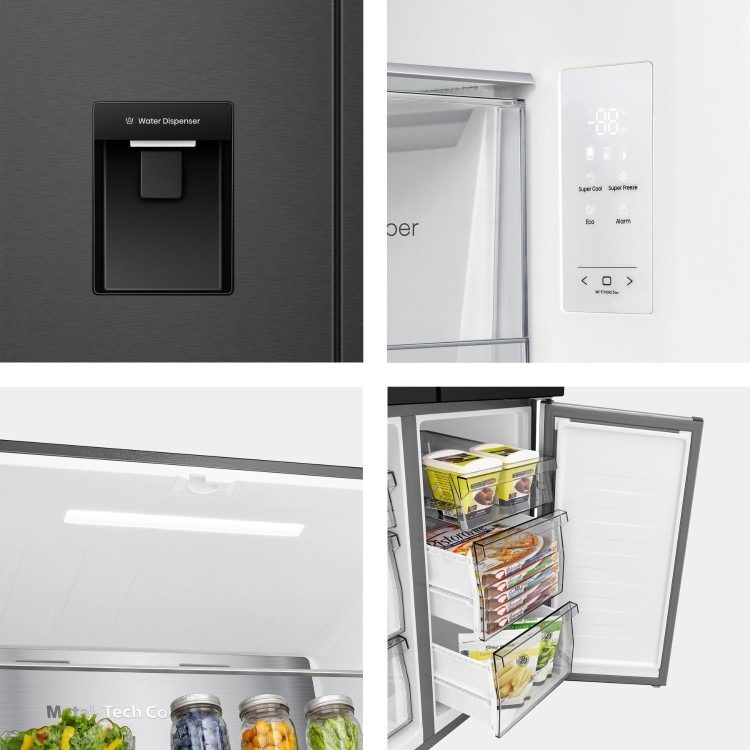 Hisense Pureflat Infinite 482 Litre Four Door American Fridge Freezer - Black - Image 8